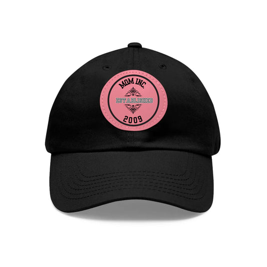 "MOM INC."  Black Twill Dad Hat with Personalized PU Leather Patch