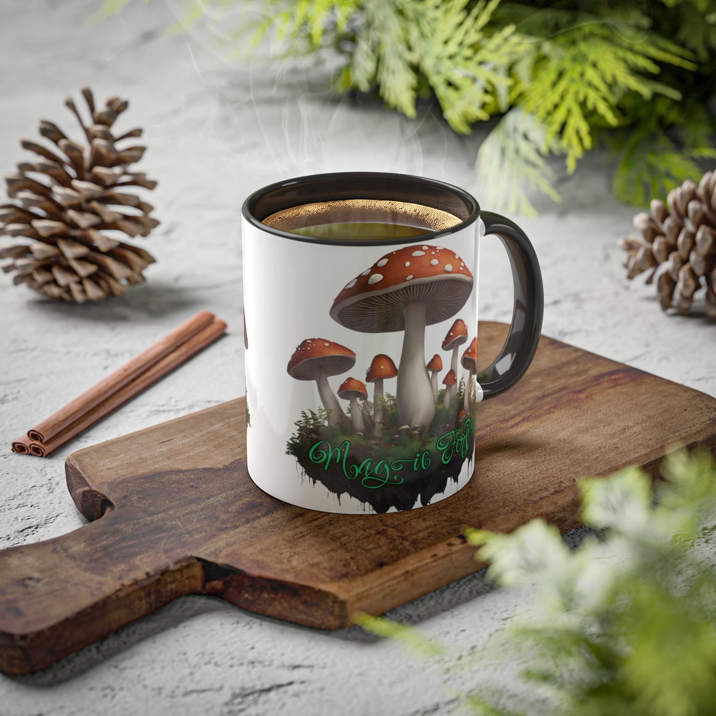 "Floating Magic Forest"  White with Colorful Accents, 11 oz Mug