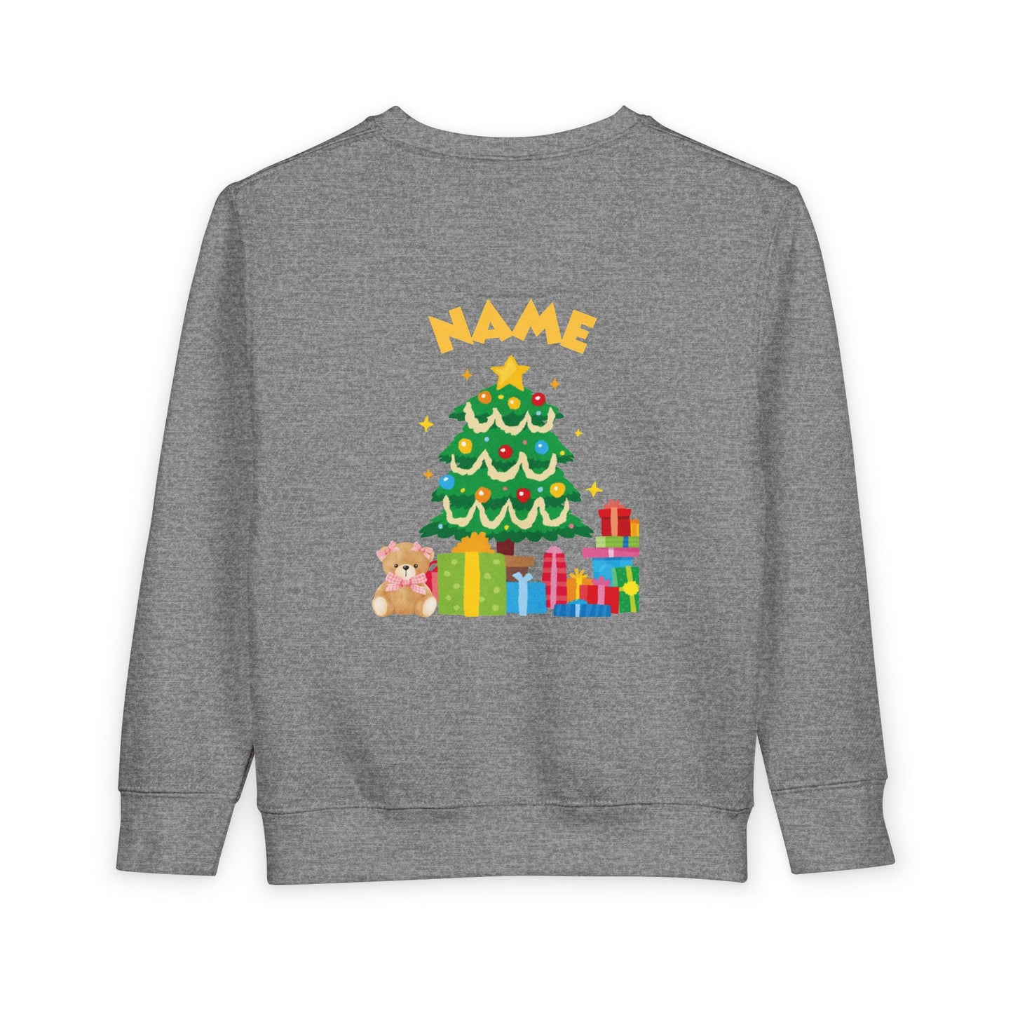 Toddler Sweatshirt — Merry Christmas Santa & Tree Personalized Kids Crewneck