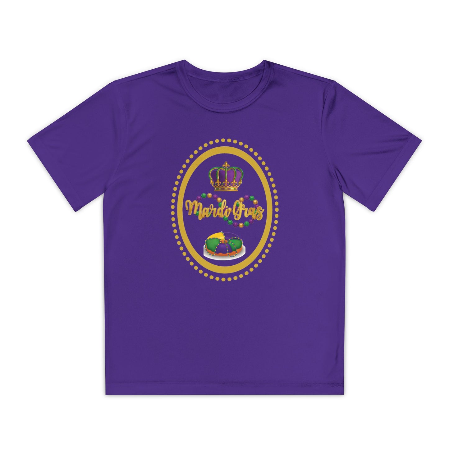 "Mardi Gras King Cake" Youth Tee — Vibrant Parade & Party Shirt!