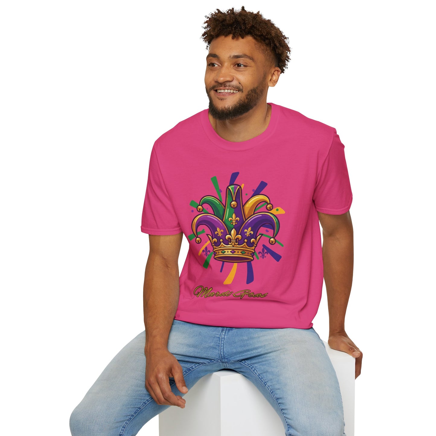 "Mardi Gras Jester Crown" T-Shirt — Colorful, Festive Tee To Wear Alone Or Layered Under A Jacket While Enjoying The Festivities!
