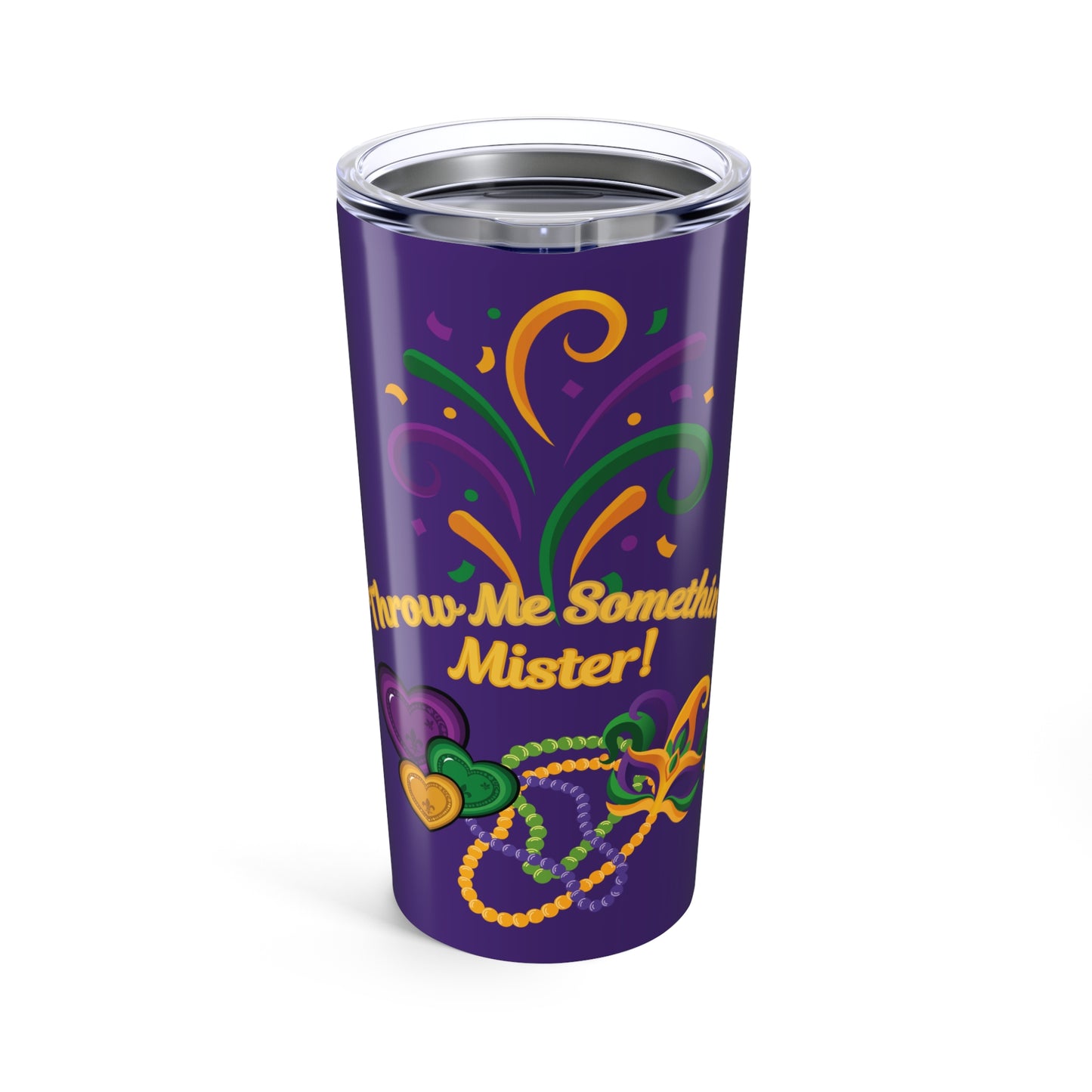 Mardi Gras Fleur-de-Lis 20oz Tumbler — Purple, Green & Gold Party Cup