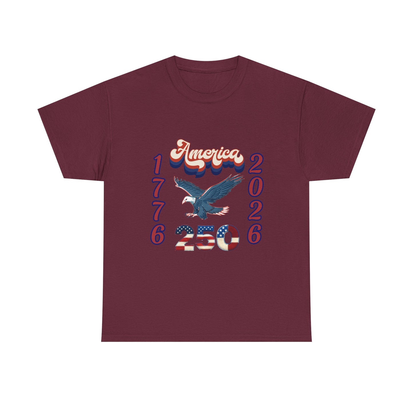 "America 1776-2026" Patriotic Eagle, Unisex Heavy Cotton T-Shirt — Our 250 YR. Celebration Tee!