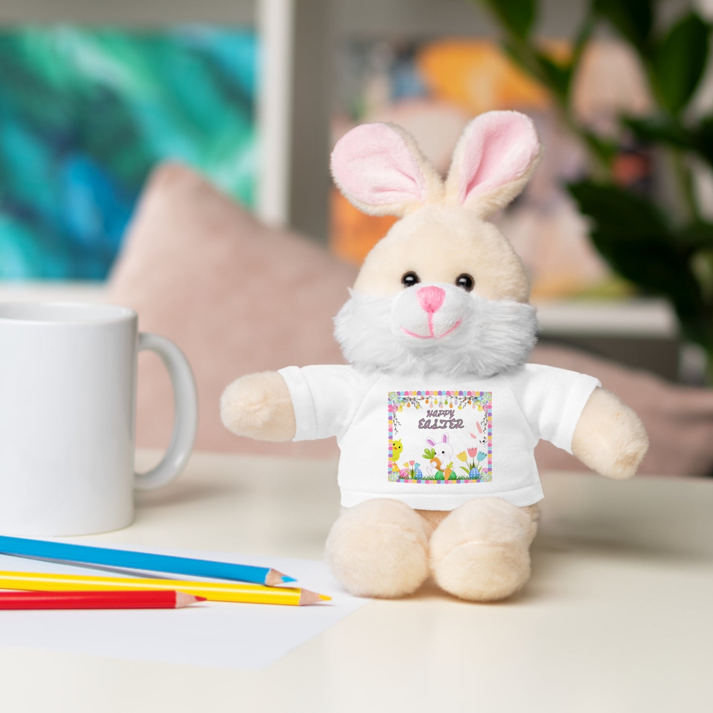 " Happy Easter" Stuffed Animals with Tee, Bunny and Lamb