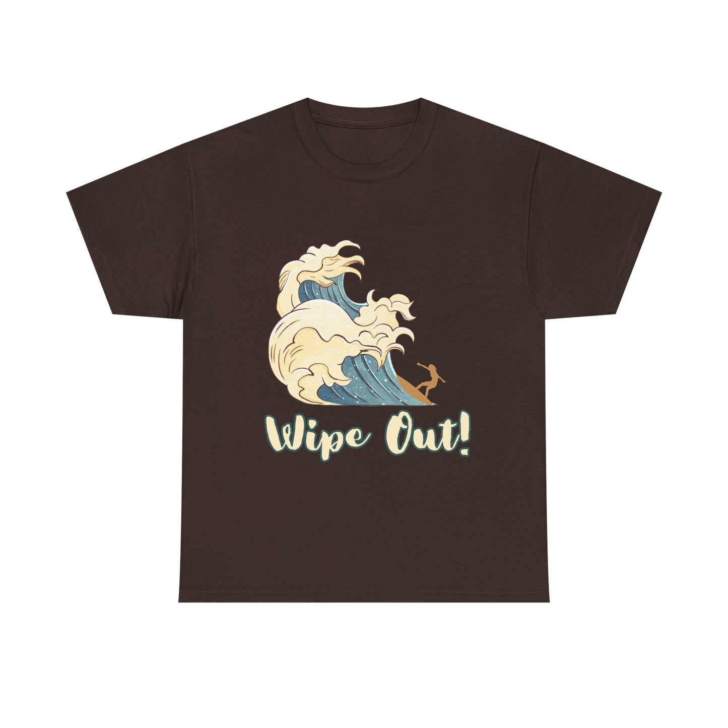 Surf-Inspired Unisex Heavy Cotton Tee - "Wipe Out!" Graphic