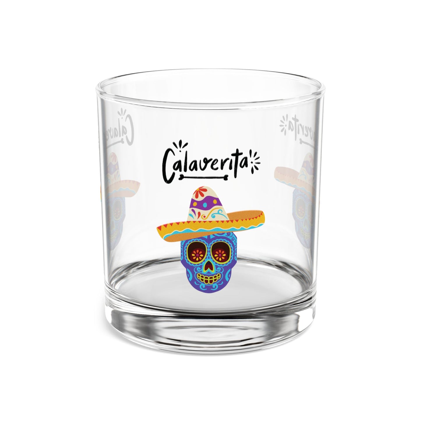 "Calaverita  Sugar Skull" Rocks Glass, 10oz. A Unique and Vibrant way to enjoy Your Favorite Tequila or Margarita "On The Rocks"