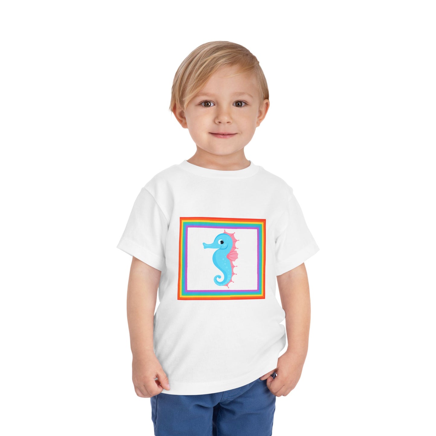 "Seahorse Toddler Tee" — Colorful Rainbow Frame Toddler T- Shirt