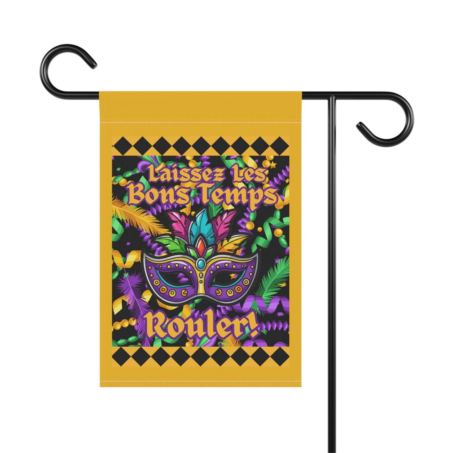 Mardi Gras Garden Flag — "Laissez Les Bons Temps Roulér!" Yard Banner-Yellow