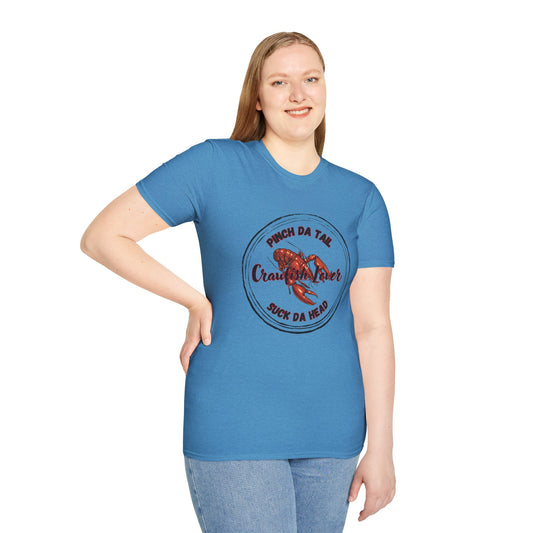 Crawfish Lover T-Shirt — “Pinch Da Tail, Suck Da Head” Cajun Seafood Shirt