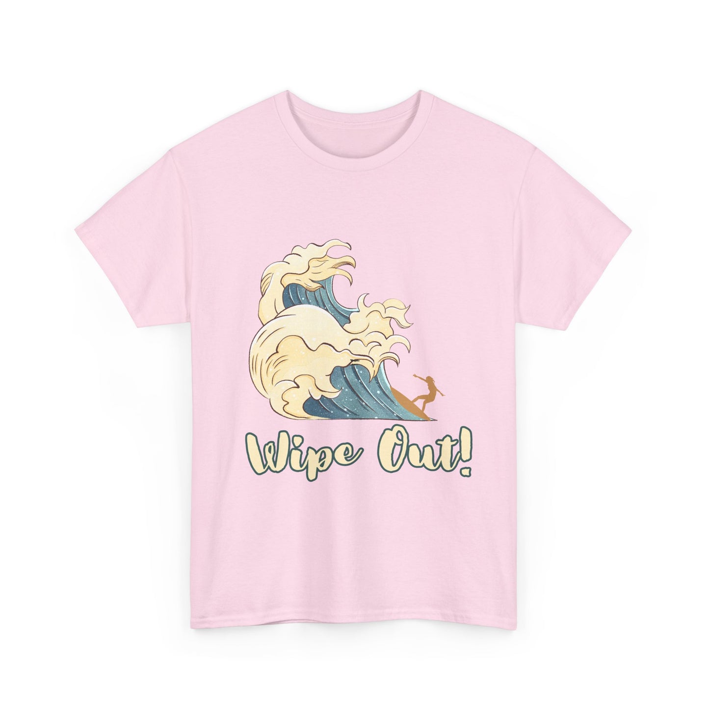 Surf-Inspired Unisex Heavy Cotton Tee - "Wipe Out!" Graphic