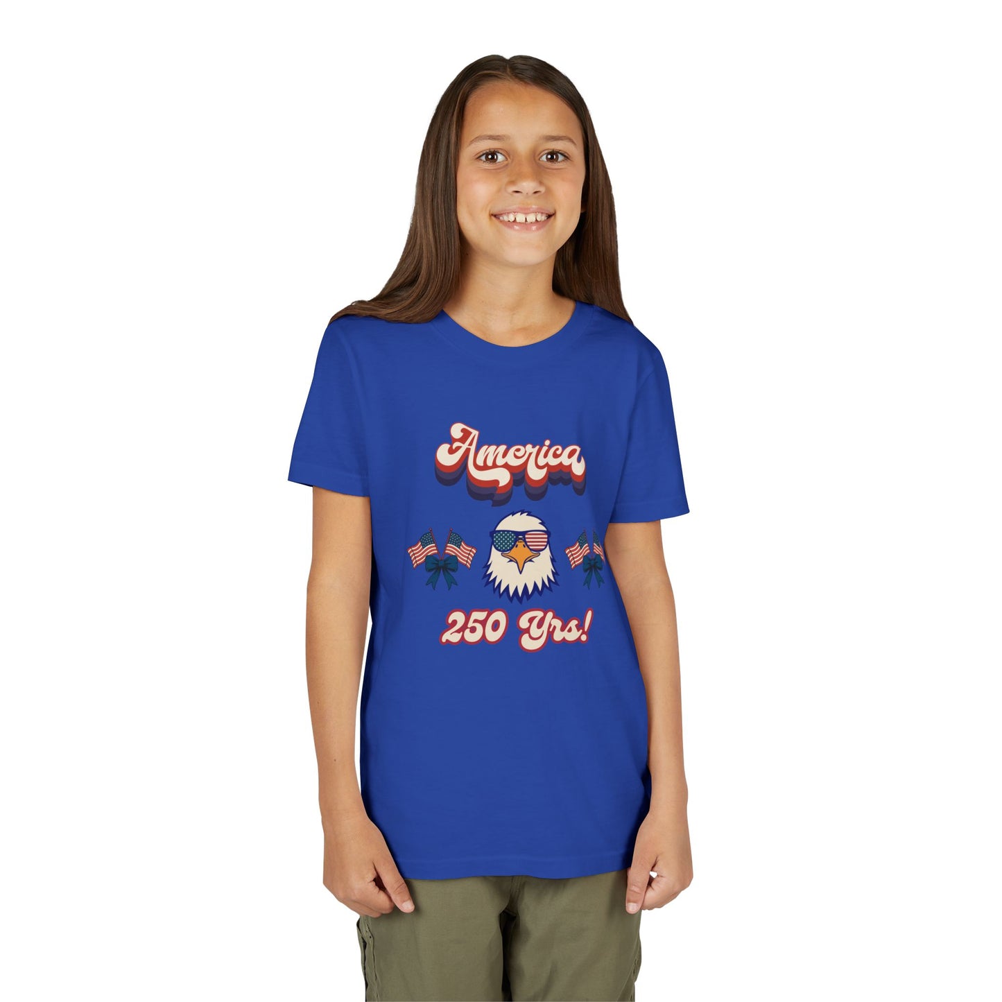 Youth Tee — Retro "America 250 yrs!" Eagle Independence Day T-Shirt