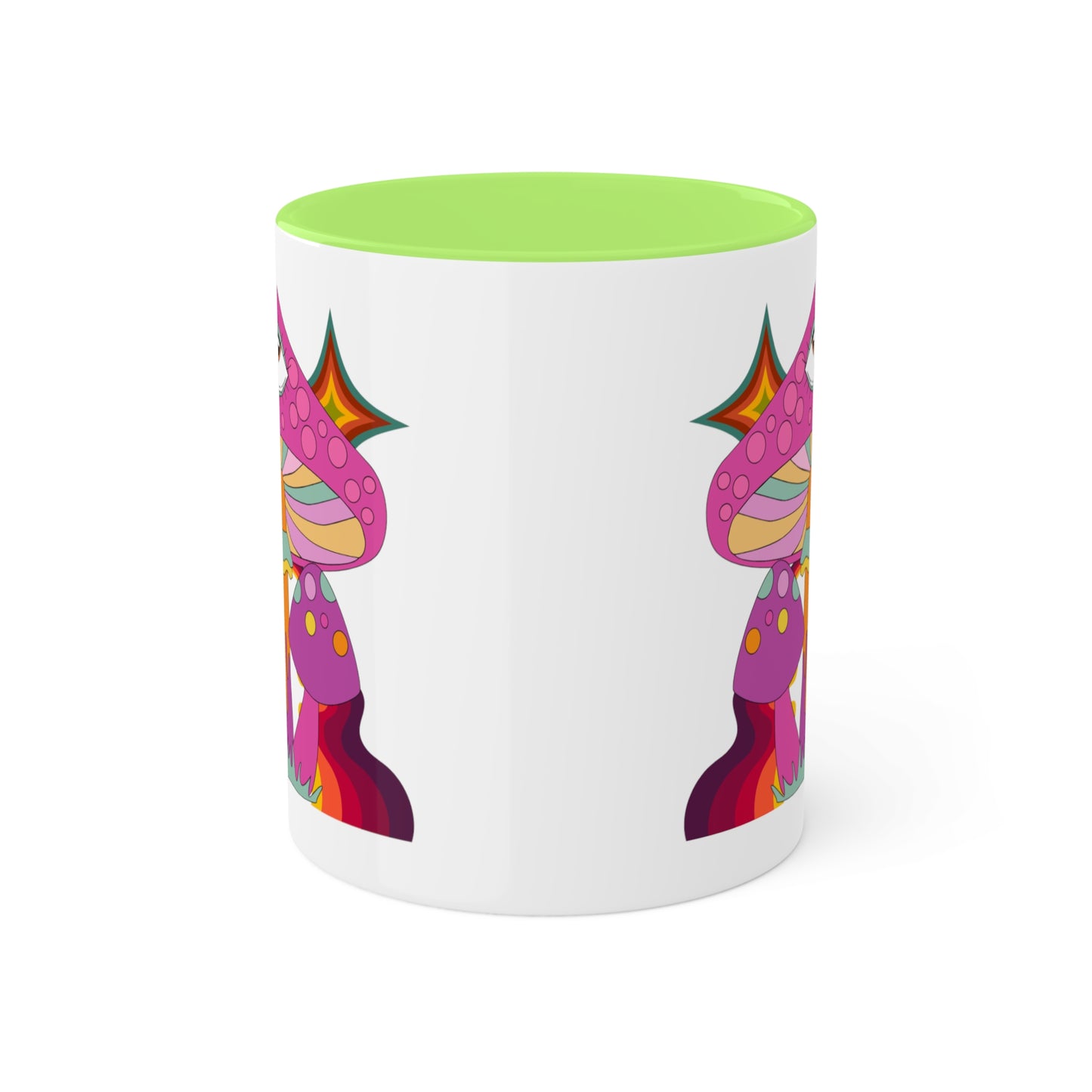 "Groovy Mushrooms" 11 oz White Mug with Colorful Accents