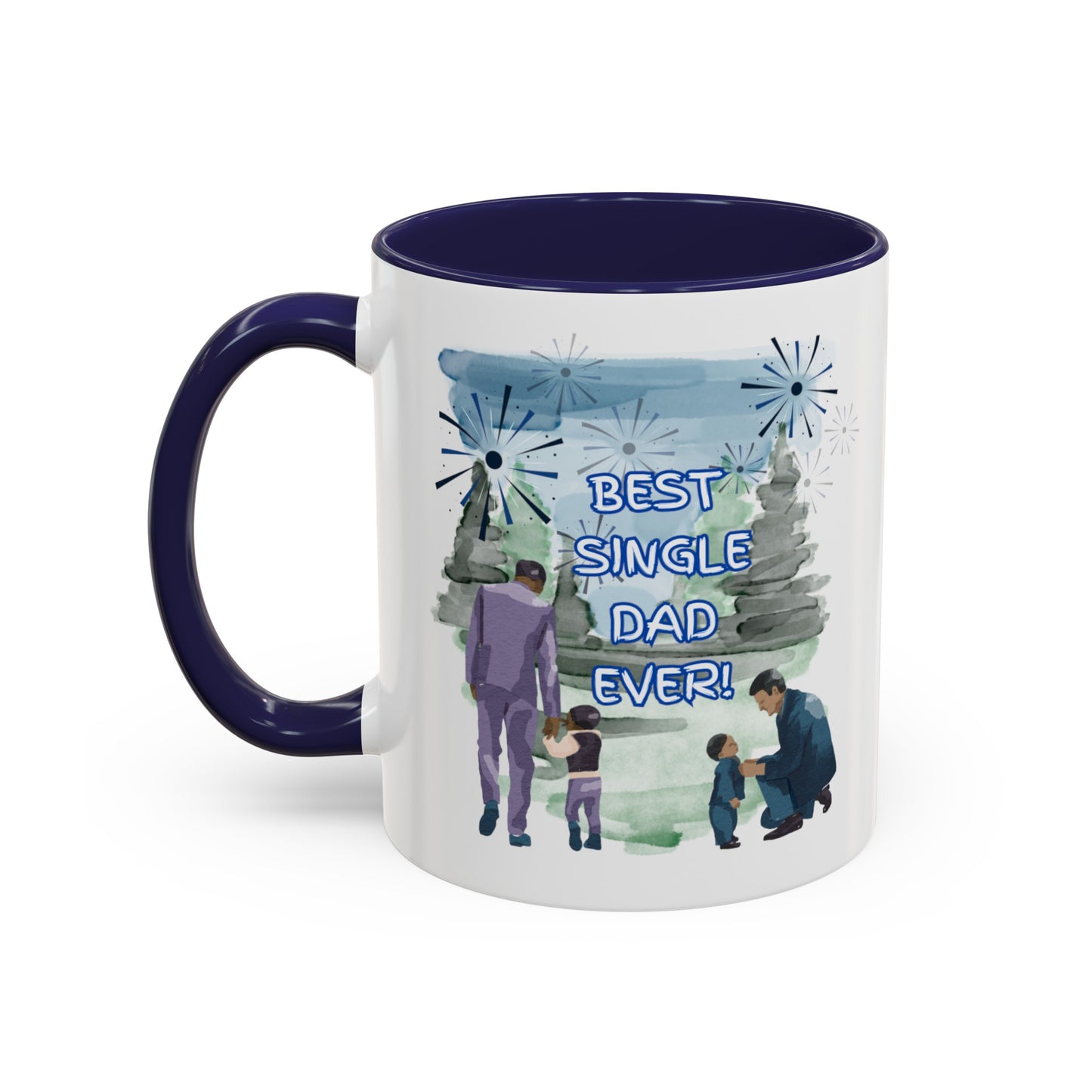 "Best Single Dad Ever"  Retro Style Nature Setting, Accent Coffee Mug (11 oz, 15 oz)
