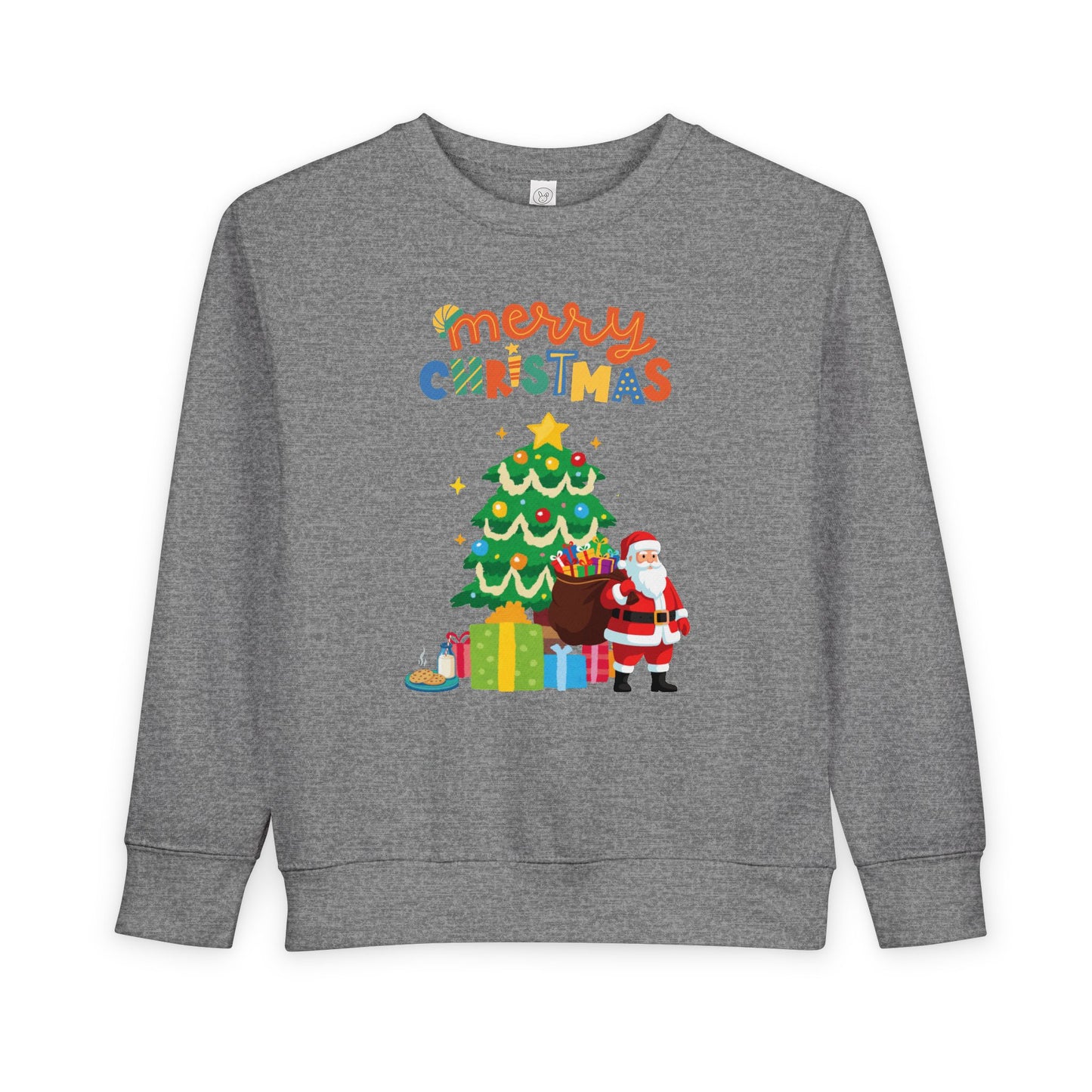 Toddler Sweatshirt — Merry Christmas Santa & Tree Personalized Kids Crewneck