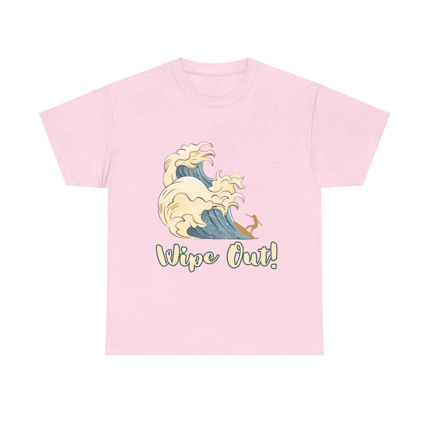 Surf-Inspired Unisex Heavy Cotton Tee - "Wipe Out!" Graphic