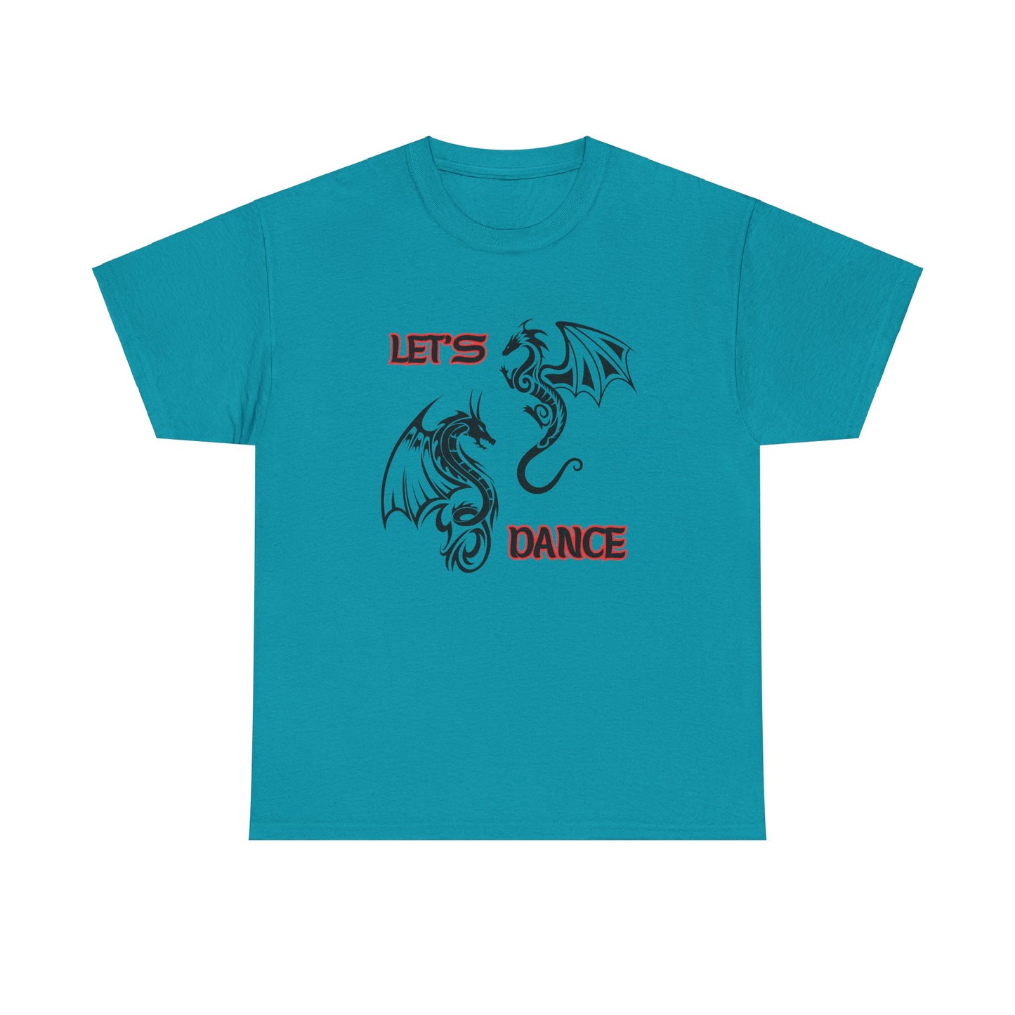 "Let's Dance" Unisex Heavy Cotton Tee, Black/Red Text