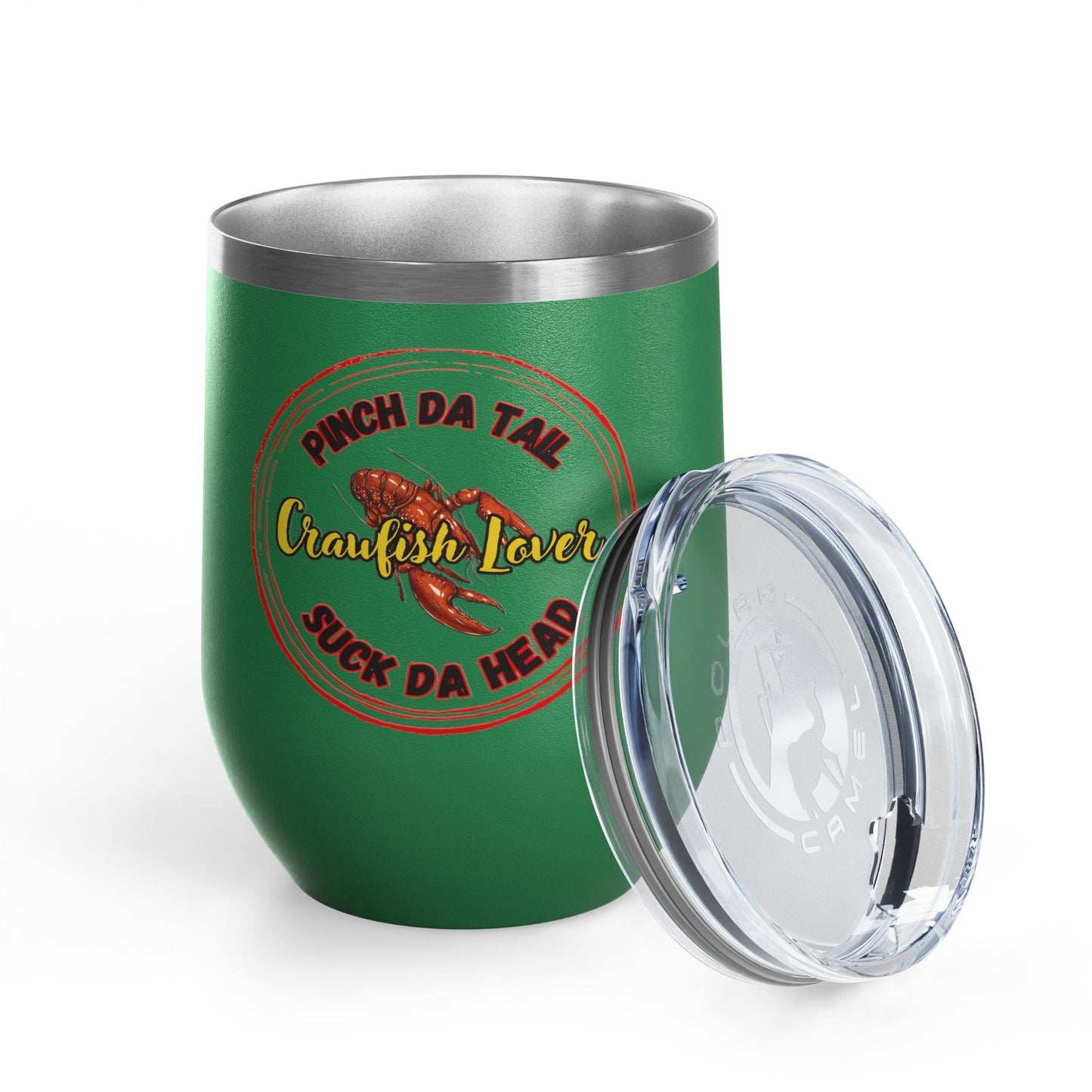 "Crawfish Lover" Wine Tumbler – “Pinch Da Tail, Suck Da Head” 12oz Insulated Tumbler-Perfect For Seafood Boil Refreshments!