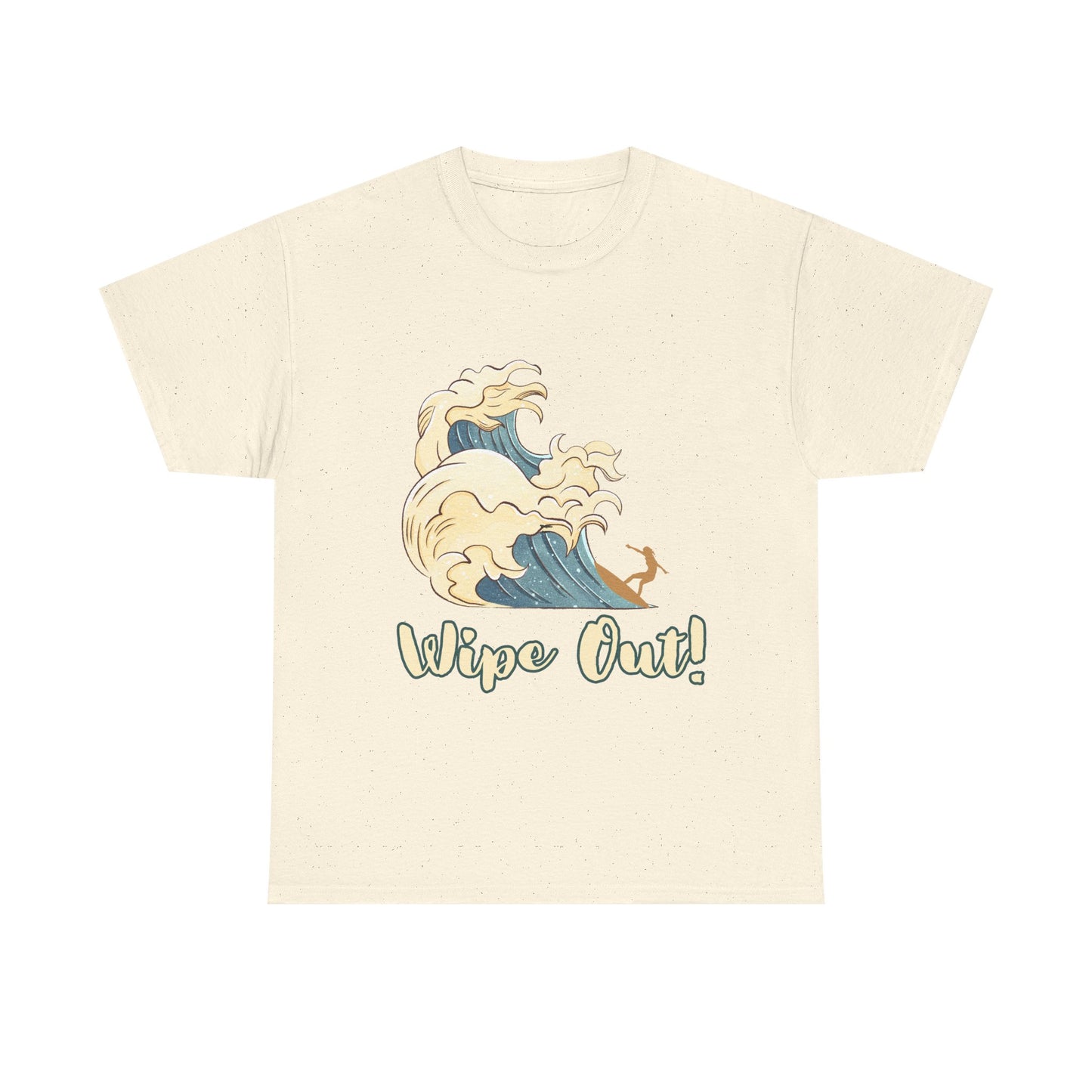 Surf-Inspired Unisex Heavy Cotton Tee - "Wipe Out!" Graphic