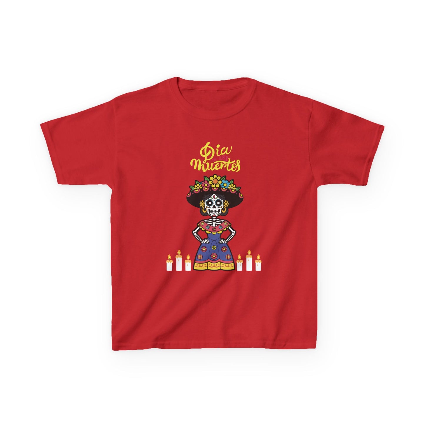 "Dia De Los Muertos" Kids Heavy CottonTee.  A Fun and Colorful Sugar Skull Design