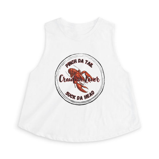 Crawfish Lover Crop Top — "Pinch Da Tail, Suck Da Head" Cajun Seafood Tank