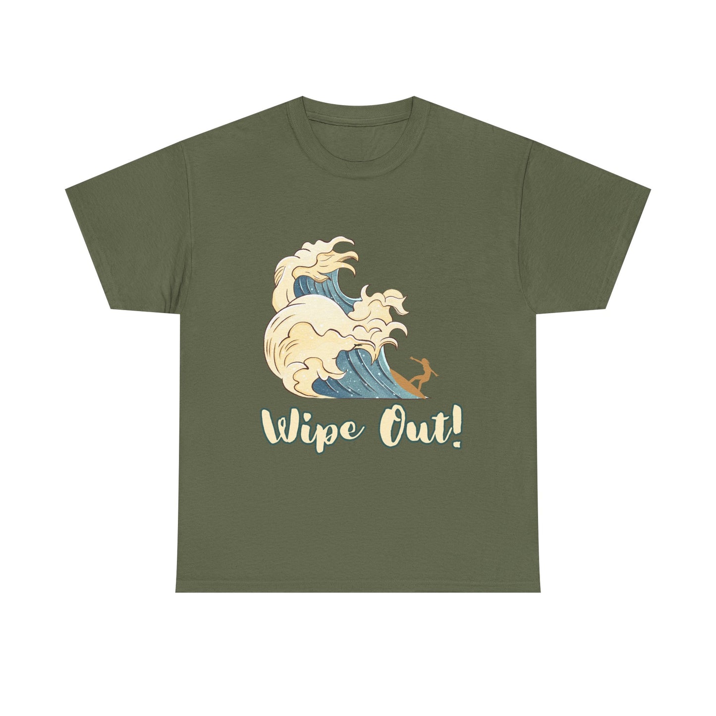 Surf-Inspired Unisex Heavy Cotton Tee - "Wipe Out!" Graphic