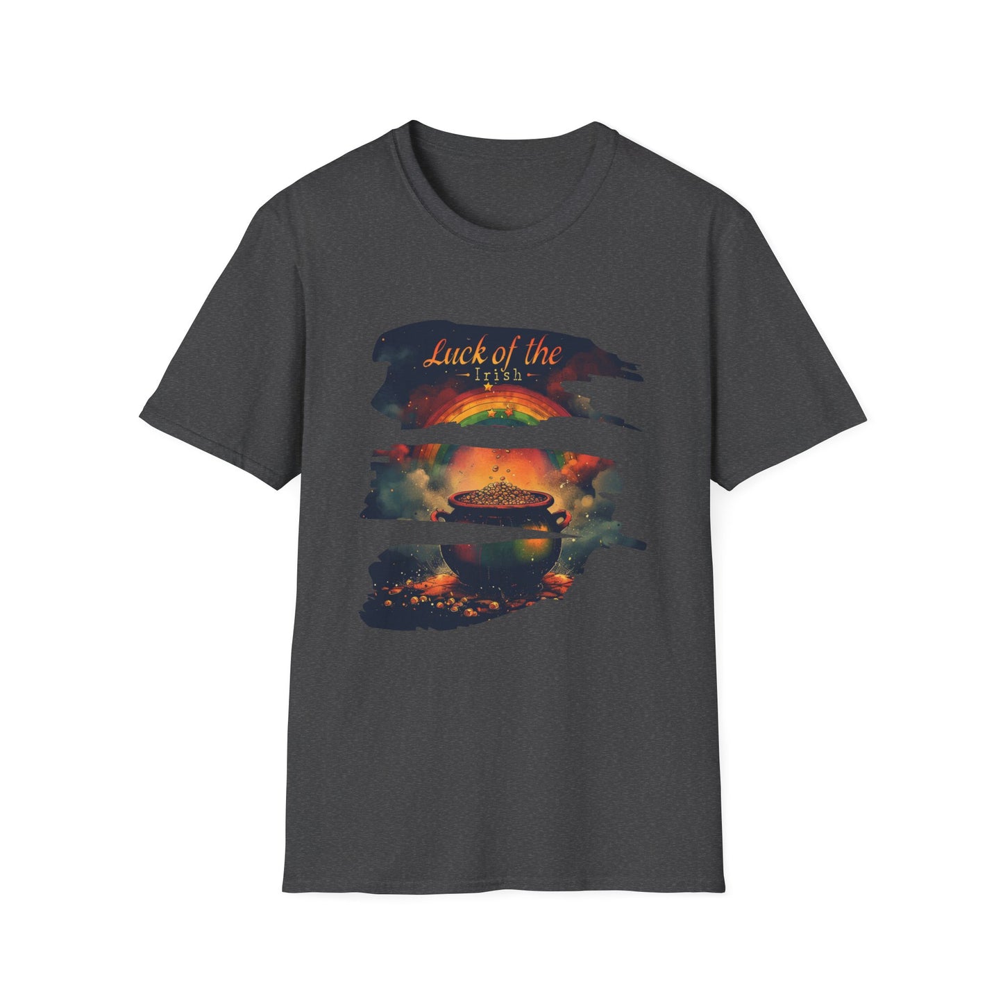 "Luck of the Irish"  Unisex Lightweight Cotton T-Shirt — Featuring An "Avant Garde" Rendition Of The Pot Of Gold At The End Of The Rainbow!