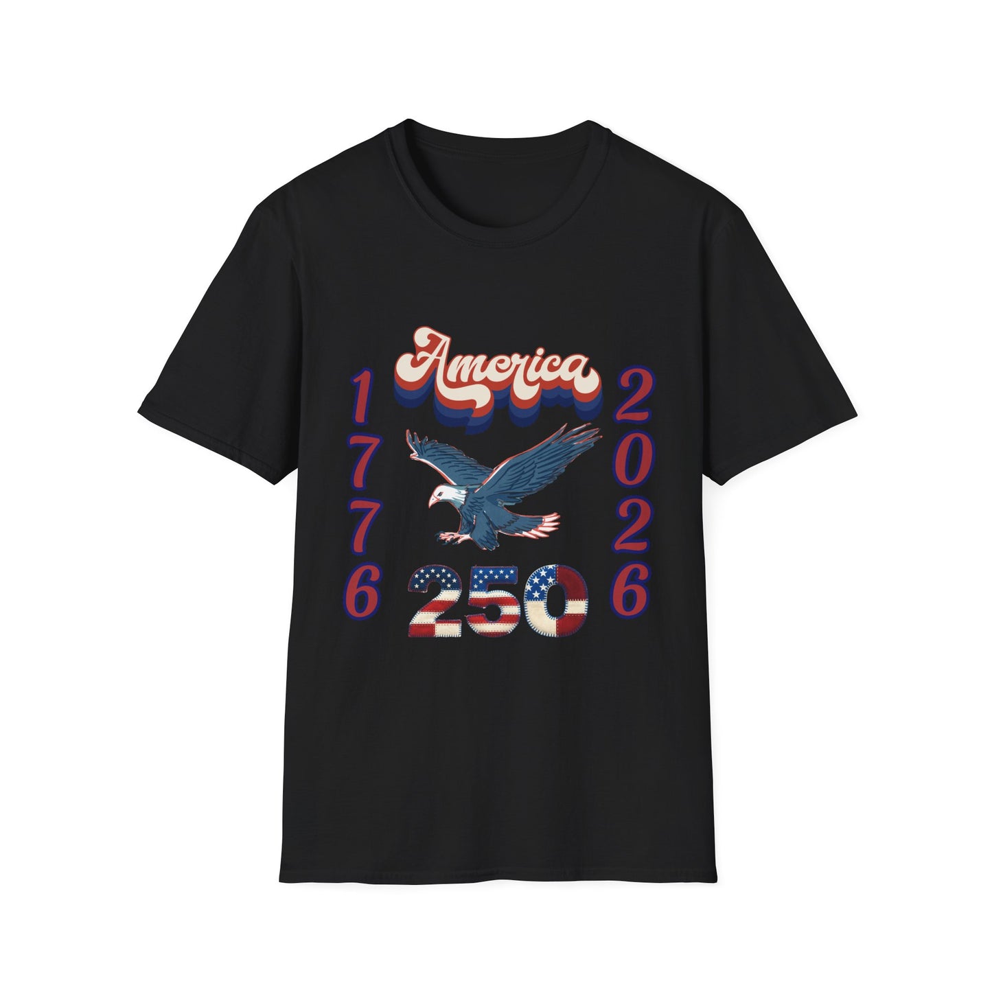America 1776–2026 Patriotic T-Shirt — Soaring Eagle & Retro Script ,250th Anniversary Tee