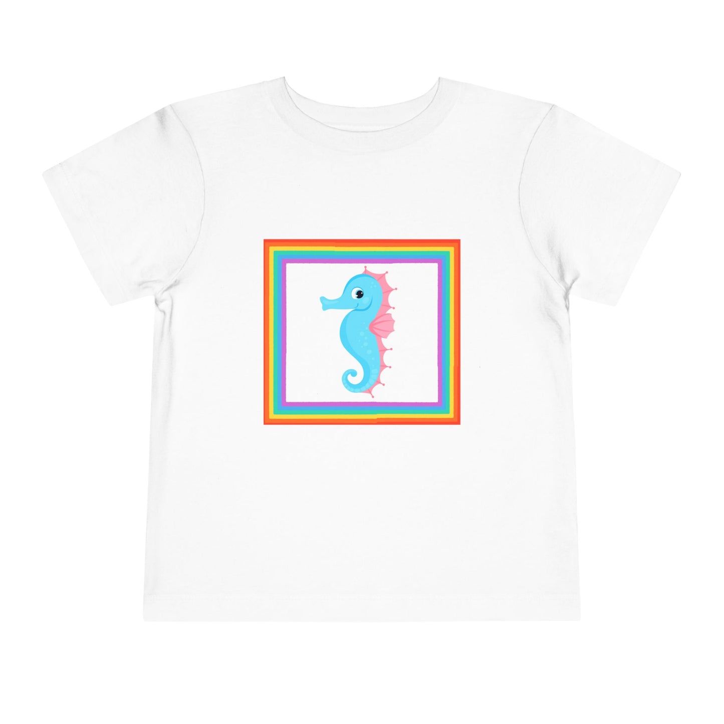 "Seahorse Toddler Tee" — Colorful Rainbow Frame Toddler T- Shirt