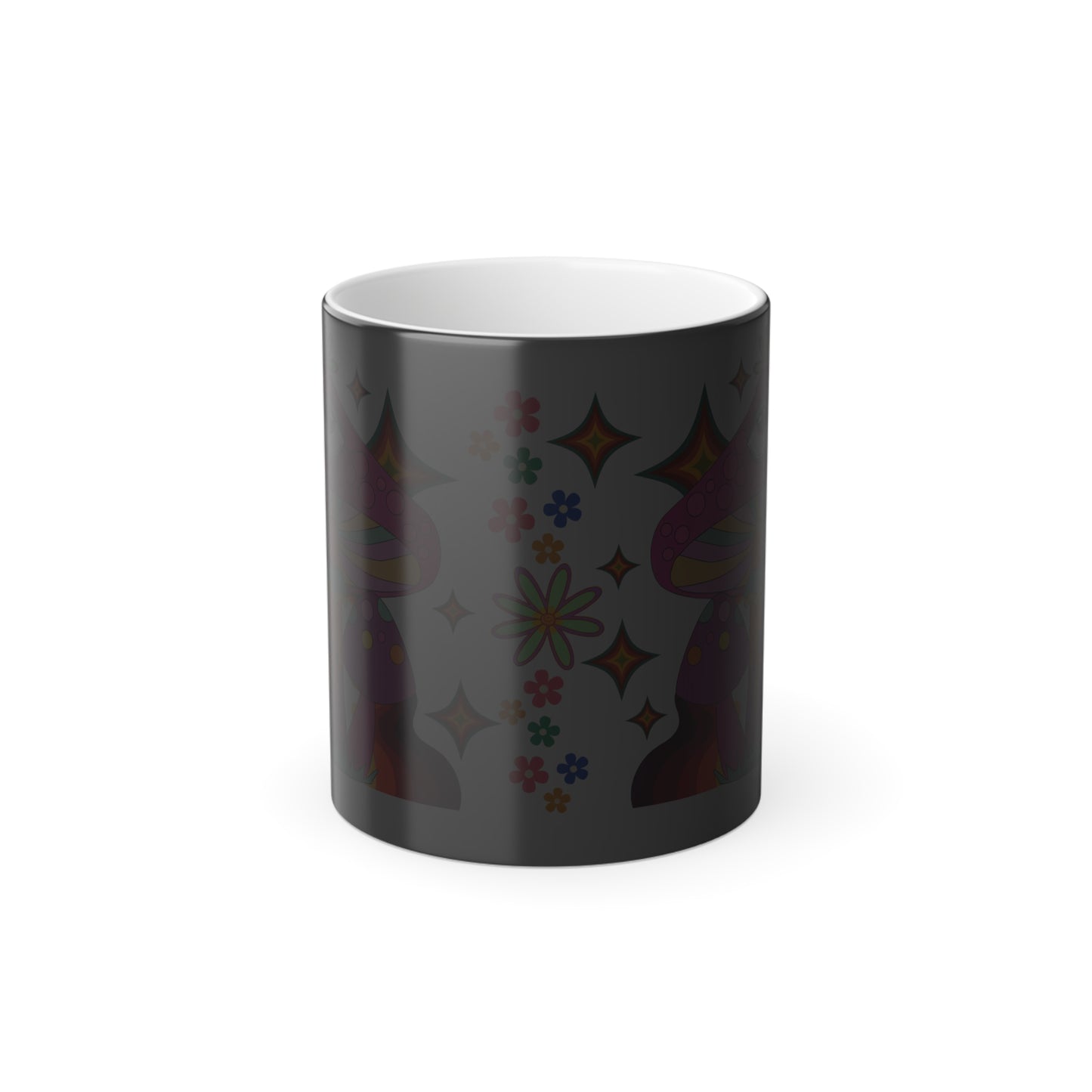 " Extra Groovy Mushrooms" Color Morphing 11 oz Ceramic Mug.  This Mug is Magic!