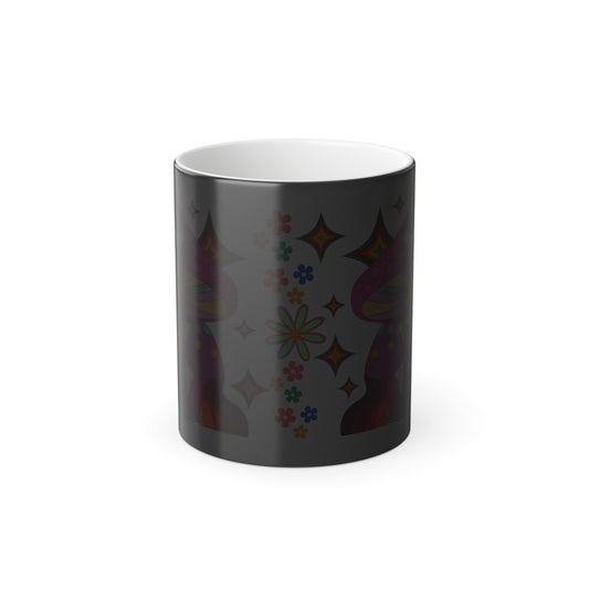 " Extra Groovy Mushrooms" Color Morphing 11 oz Ceramic Mug.  This Mug is Magic!
