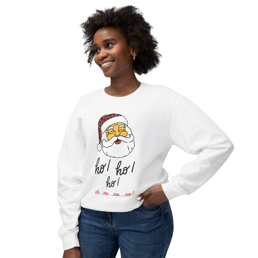 "Ho! Ho! Ho!-Smiling Santa" Unisex Lightweight Crewneck Sweatshirt