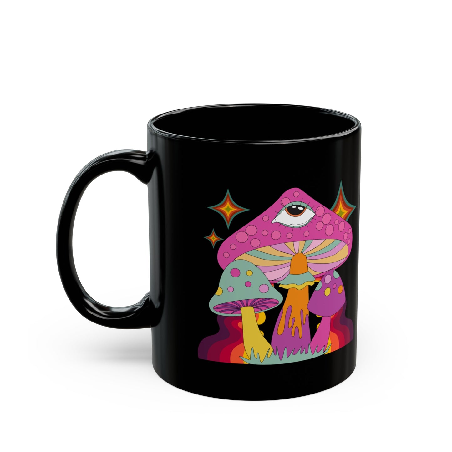 "Groovy Mushrooms" Black Mug (11 oz, 15 oz)