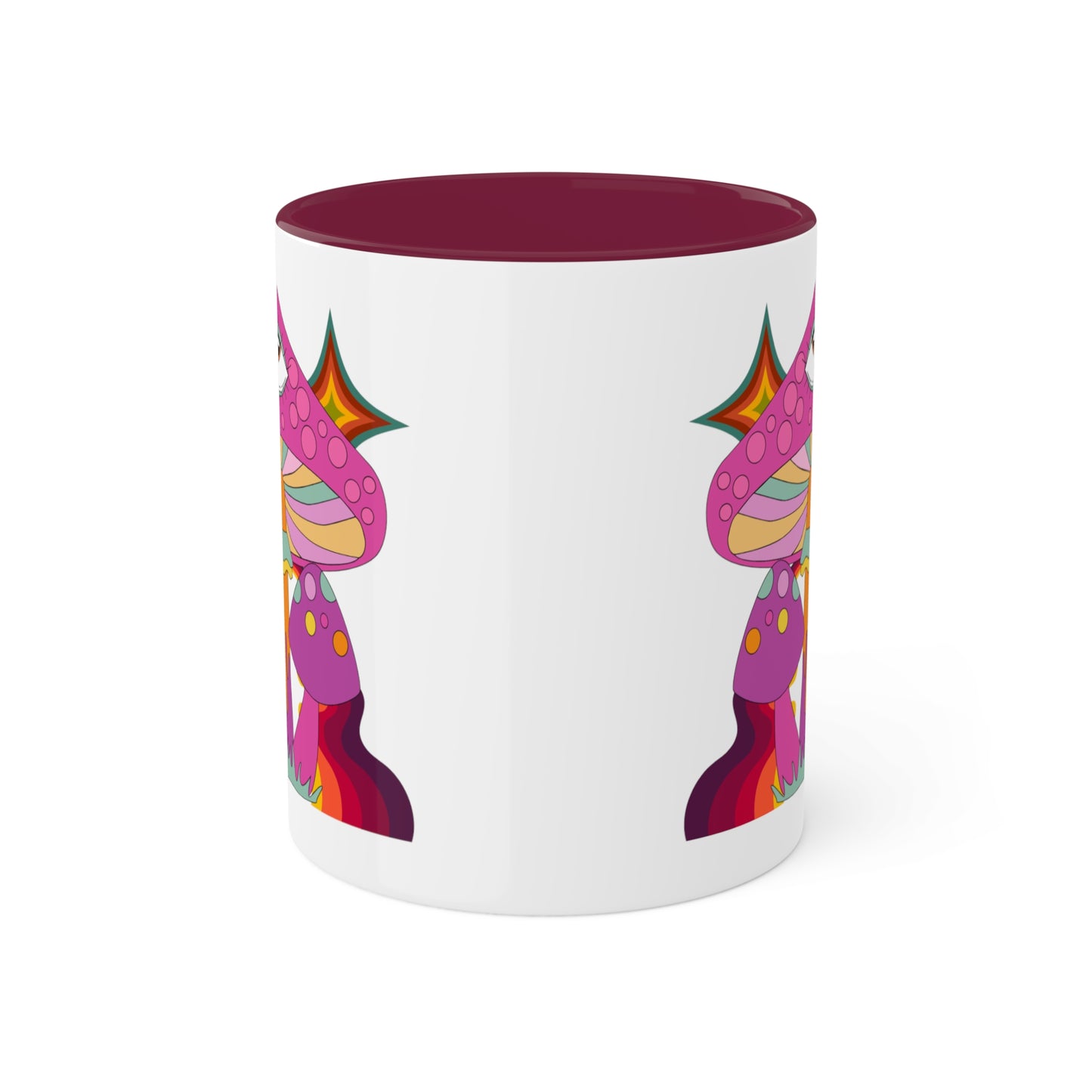 "Groovy Mushrooms" 11 oz White Mug with Colorful Accents