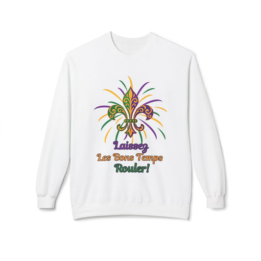 Mardi Gras Fleur-de-Lis Crewneck Sweatshirt — "Laissez Les Bons Temps Rouler!"