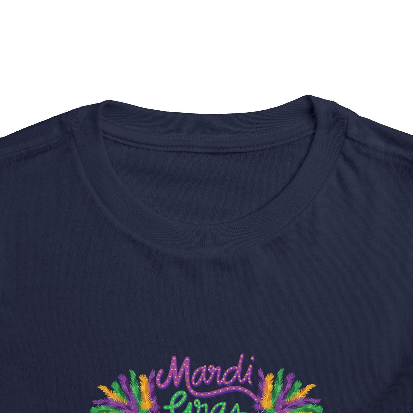 "Mardi Gras Crawfish" Toddler Short Sleeve Tee — Festive Masked Crawfish in Purple, Green & Gold!
