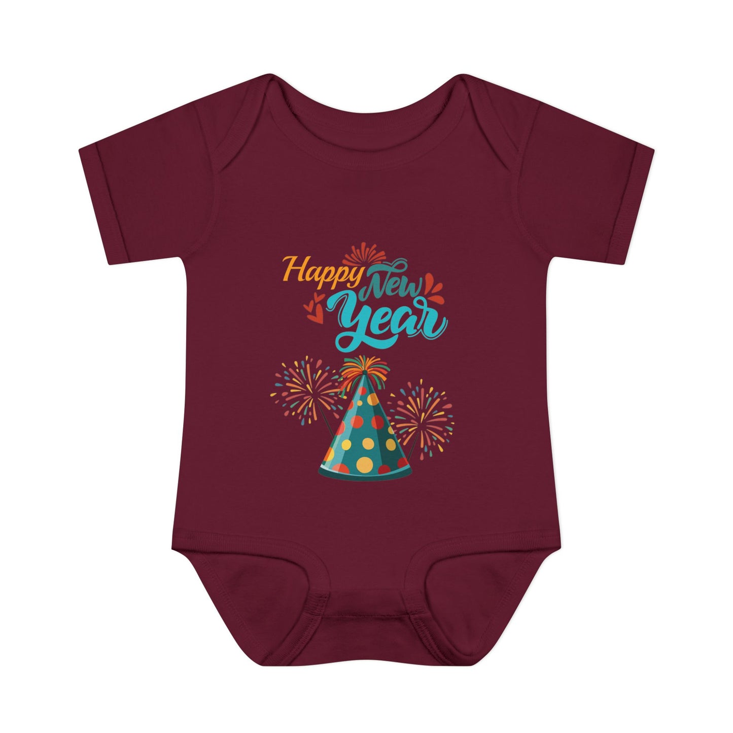 "Happy New Year- Party Hat"  Baby"Happy New Year-Party Hat" Bodysuit/Onesie.  A Colorful And Fun Way For Baby To Share In The Festivities!