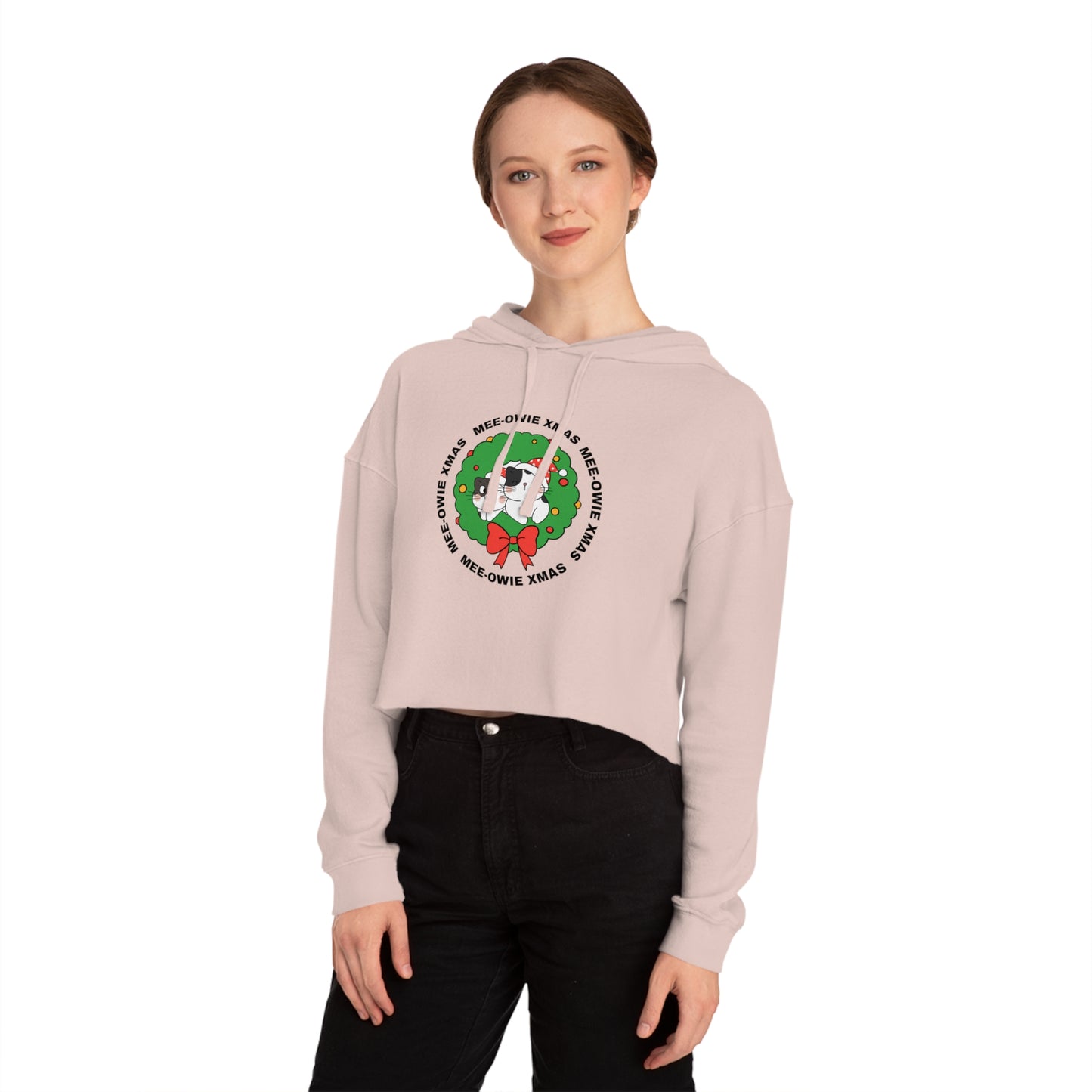 "MEE-OWIE XMAS"  Women’s Cropped Hooded Sweatshirt
