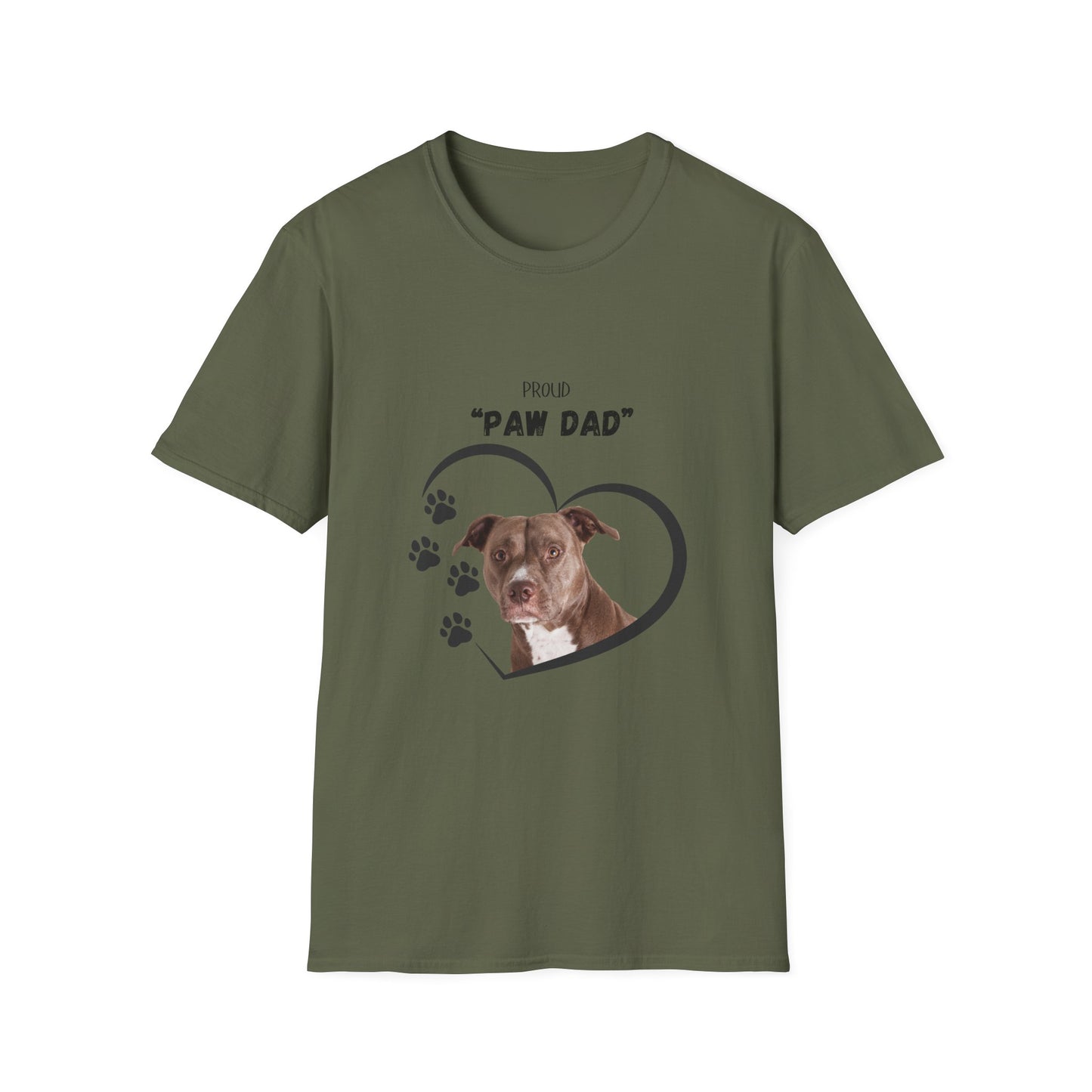 "PAW DAD" Pit Bull Personalized Heavy Cotton T-shirt