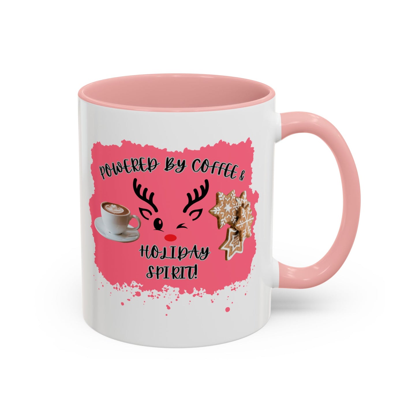 "Powered By Coffee & Christmas Spirit!" Accent Coffee Mug (11oz & 15oz)
