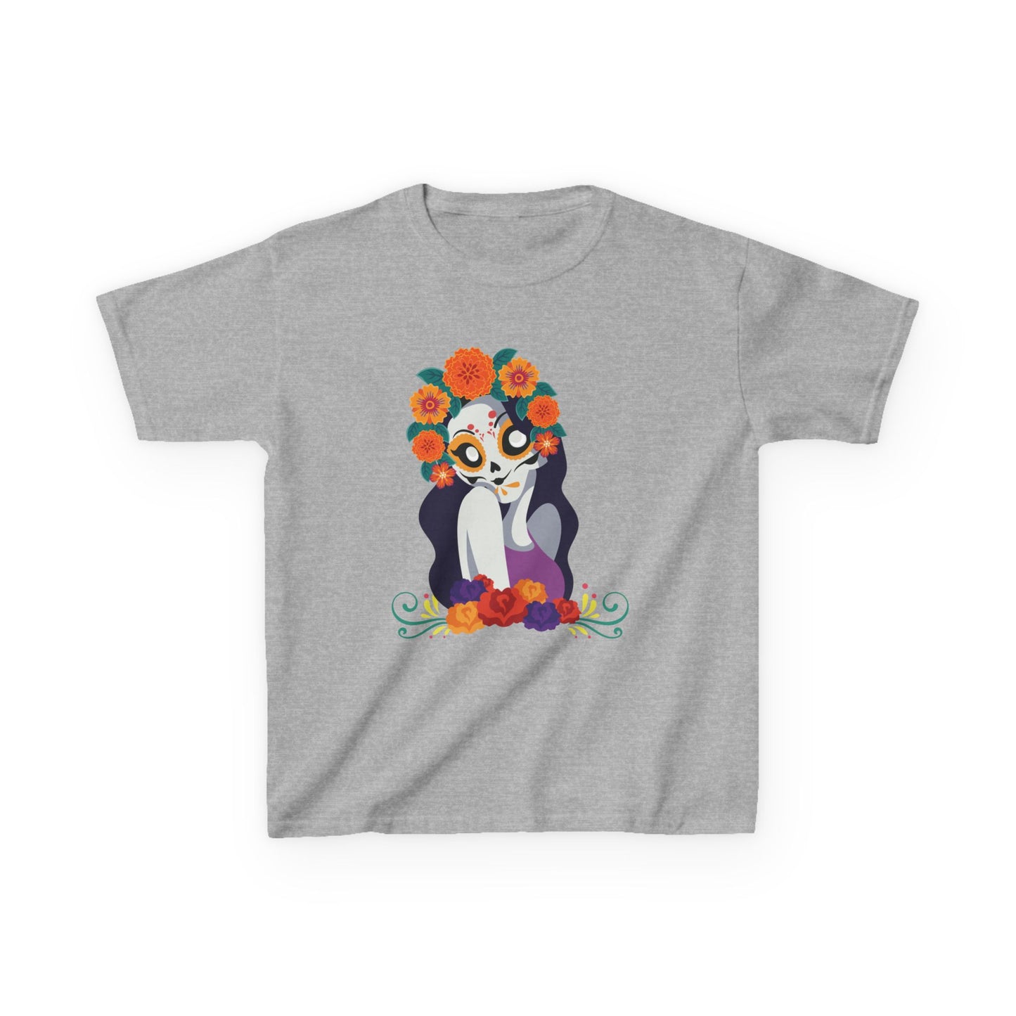 "Katrina Floral Sugar Skull" Floral Cartoon Kids Tee