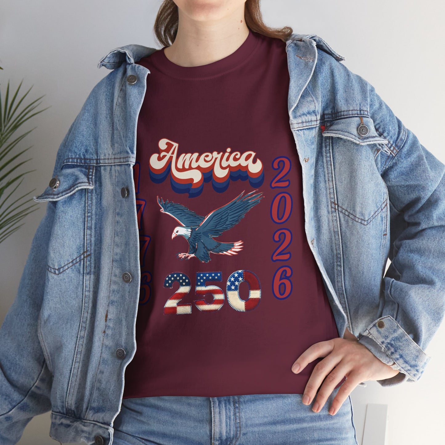 "America 1776-2026" Patriotic Eagle, Unisex Heavy Cotton T-Shirt — Our 250 YR. Celebration Tee!