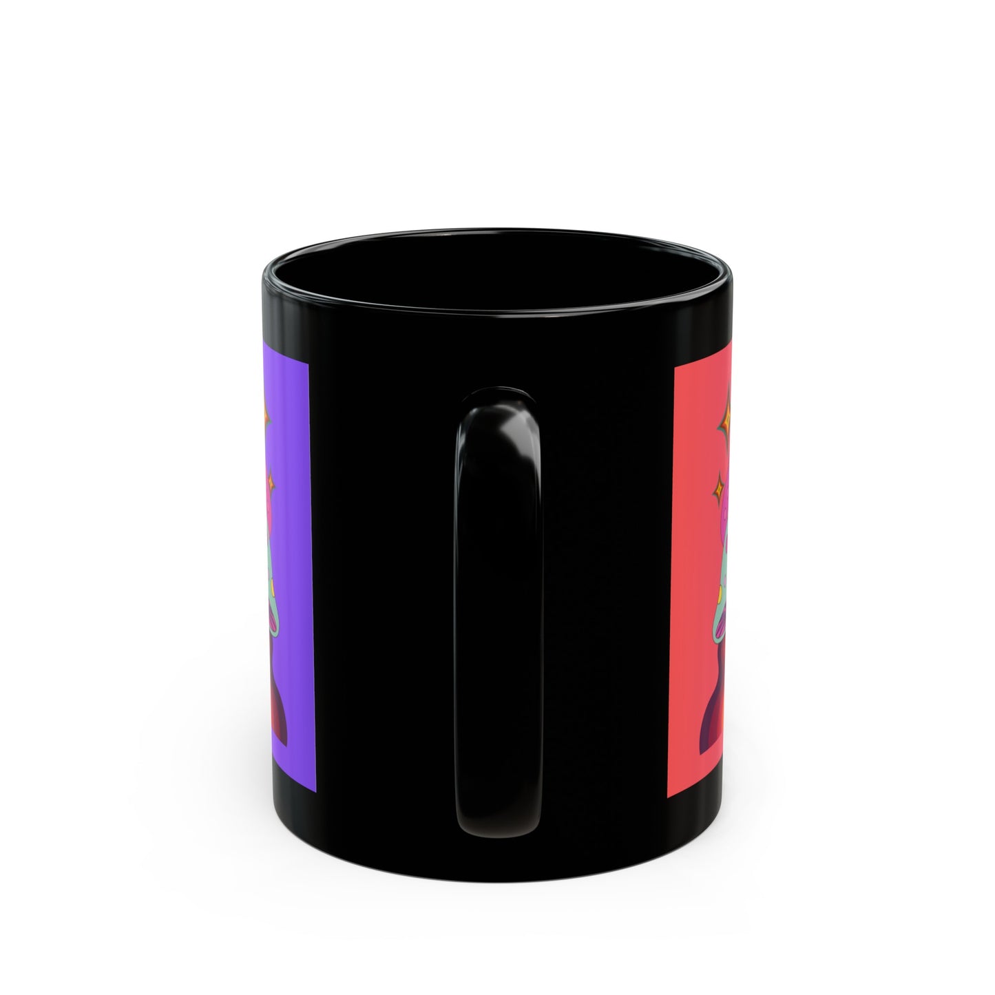 "Groovy Mushrooms with Ombre Background" Black Mug (11 oz, 15 oz)