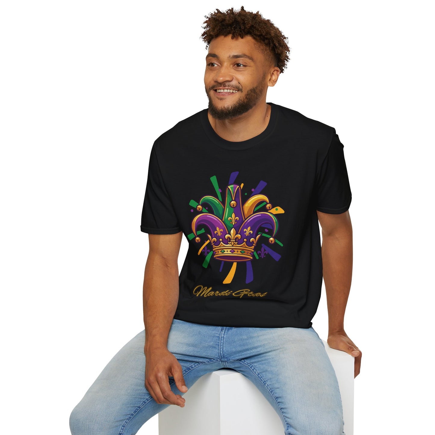 "Mardi Gras Jester Crown" T-Shirt — Colorful, Festive Tee To Wear Alone Or Layered Under A Jacket While Enjoying The Festivities!