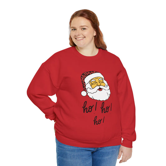 "Smiling Santa (Tan) Ho Ho Ho!"  Unisex, Heavy Blend Sweatshirt, Black Text