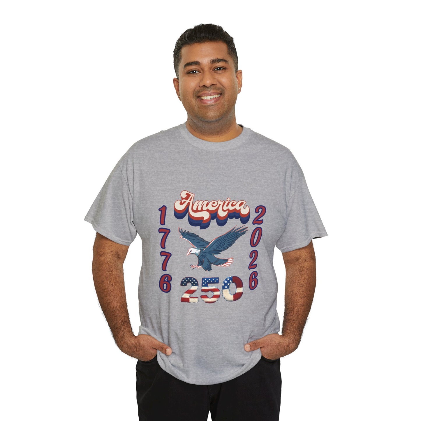 "America 1776-2026" Patriotic Eagle, Unisex Heavy Cotton T-Shirt — Our 250 YR. Celebration Tee!