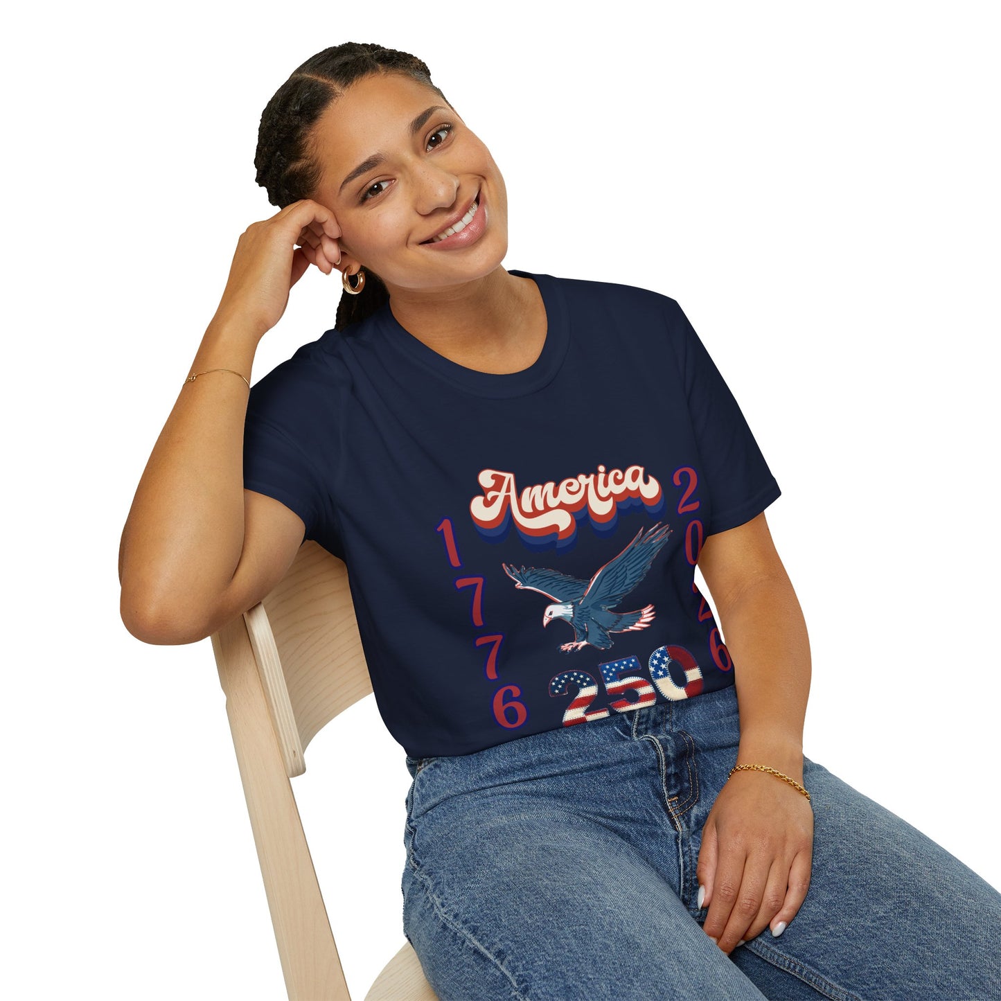 America 1776–2026 Patriotic T-Shirt — Soaring Eagle & Retro Script ,250th Anniversary Tee