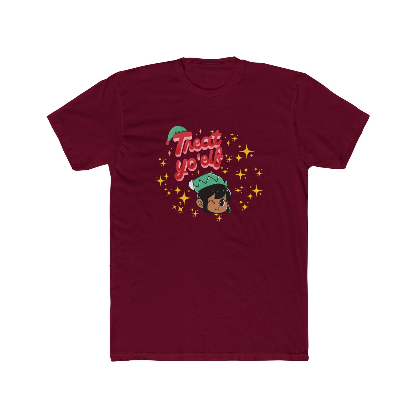 Treat Yo’Elf Ladies Christmas T‑Shirt — Cute& Sassy Elf Graphic Holiday Tee