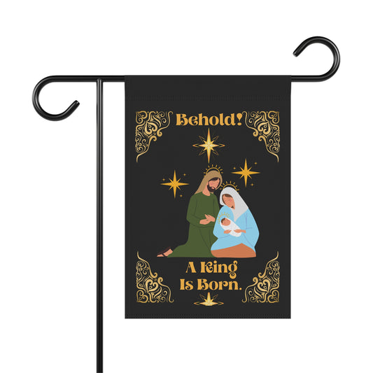 Black Nativity Garden Flag - "Behold! A King Is Born" Christmas Yard Banner