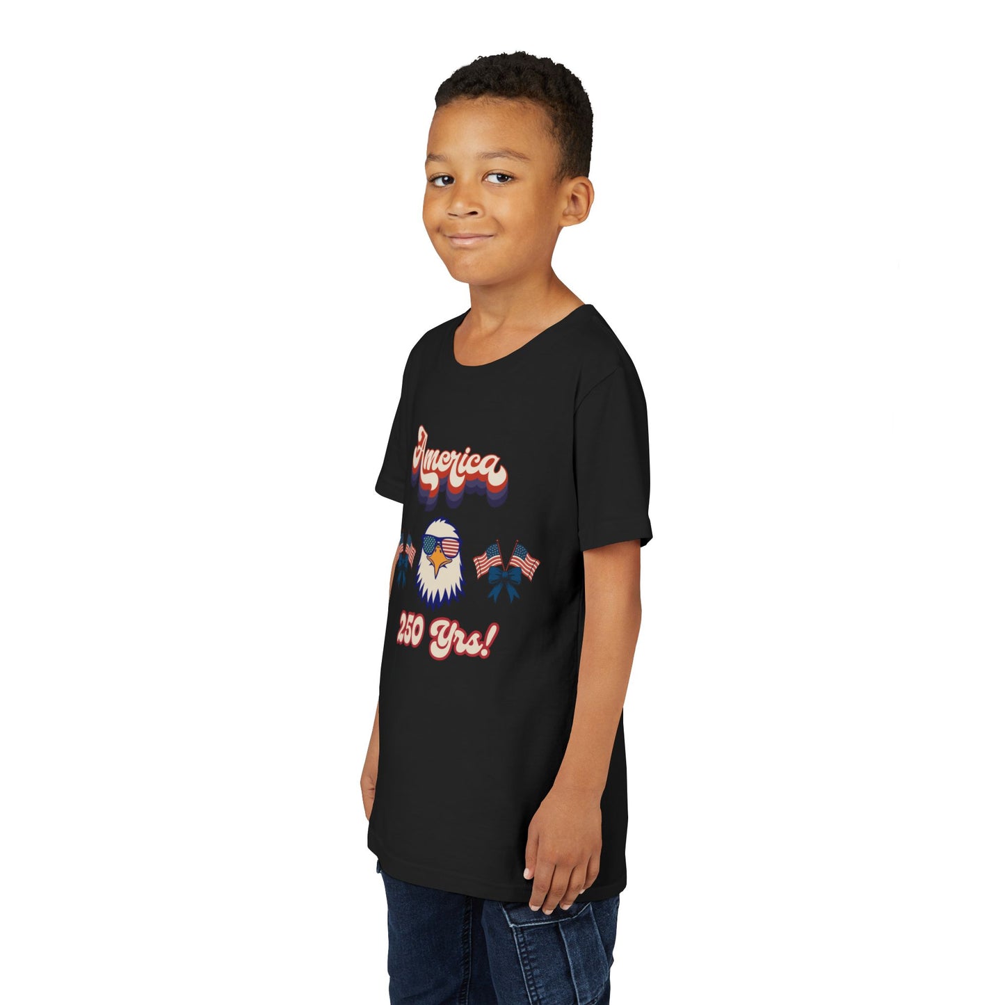 Youth Tee — Retro "America 250 yrs!" Eagle Independence Day T-Shirt