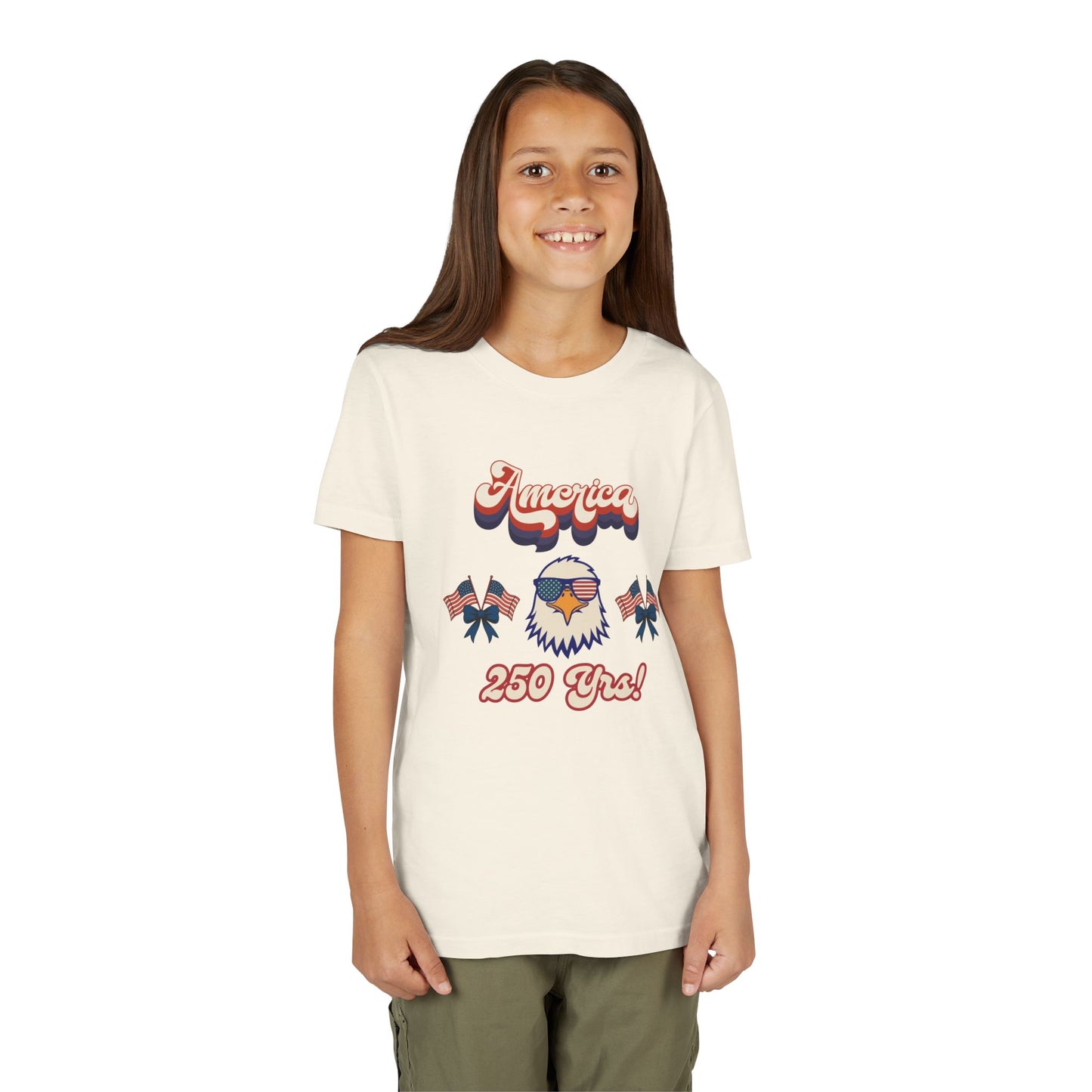Youth Tee — Retro "America 250 yrs!" Eagle Independence Day T-Shirt